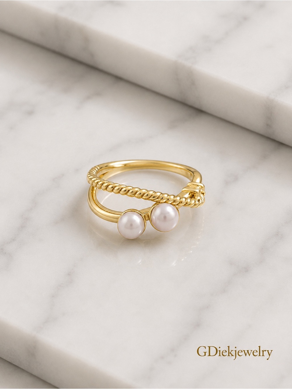 Goldfilled Adjustable  Double Pearl Wrap Ring